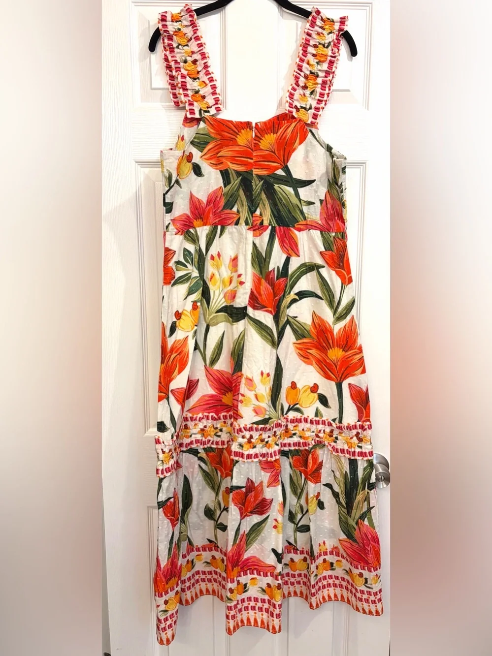 NWT FARM RIO Cashew Garden Floral Ruffle Midi Dress Size L Large - Picture 4 of 6